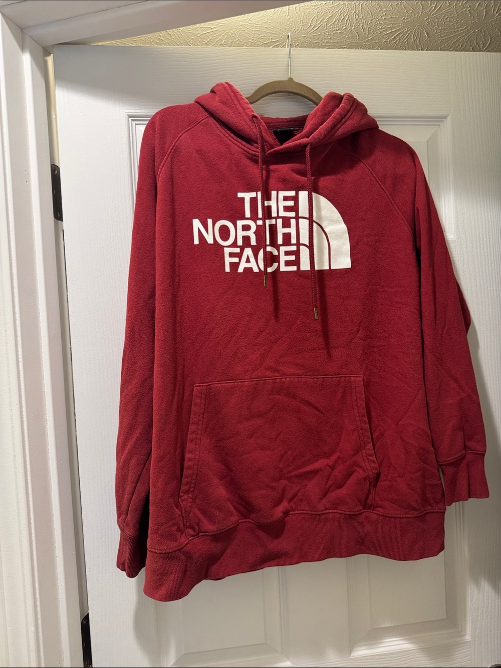 The North Face Red Hoodie with White Logo
